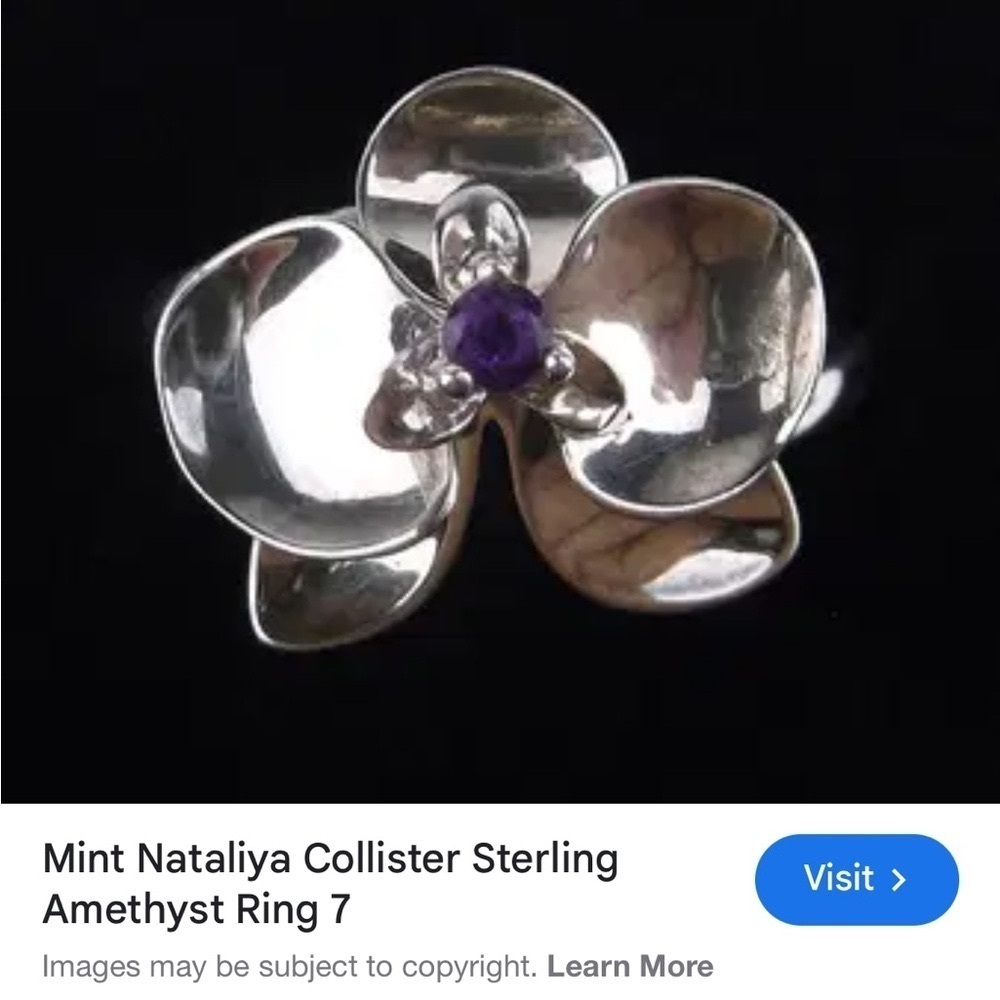 Nataliya Collister Sterling Amethyst orchid Ring
